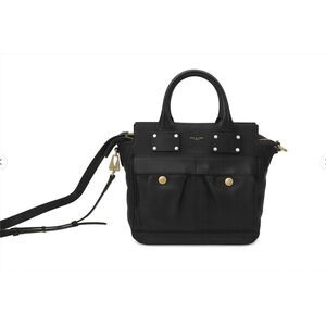 Rag & Bone Atlas Black Lamb Leather Satchel Tote Crossbody Bag Brass Hardware M